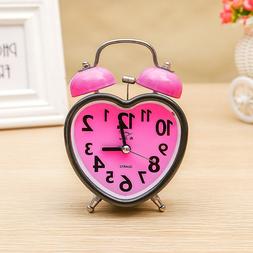 Heart Shape Double Bell Alarm Clock For Kids Girls Bedroom