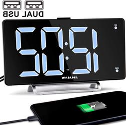 Large Led Display Dual Alarm With Usb Charger Port For Bedro