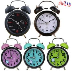 No Ticking Silent Analog Super Loud Backlight Retro Twin Bel