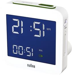 Braun BNC009WH Classic Square White Digital LCD Quartz Alarm