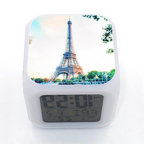Boyan Led Alarm France Eiffel Design Creative Desk Clock Glowing Unisex Adults Kids Gift
