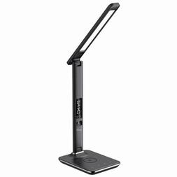 Supersonic LED Desk Lamp with Qi Wireless Charger with Alarm