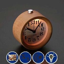 With Night Light Wood Classic Round Silence Table Clock Snoo