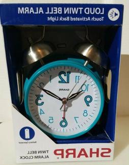 Sharp SPC851 Twin Bell Alarm Clock, Teal